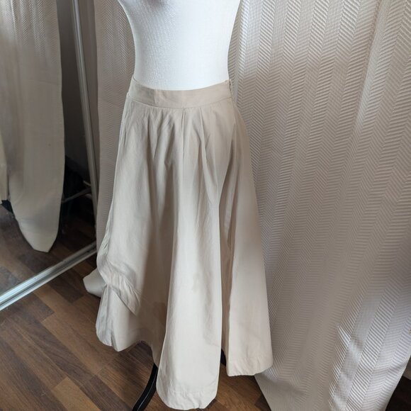 Zara Cotton Beige Maxi Skirt Size Large Flowy Summer Neutral Boho Minimalist - Picture 3 of 10